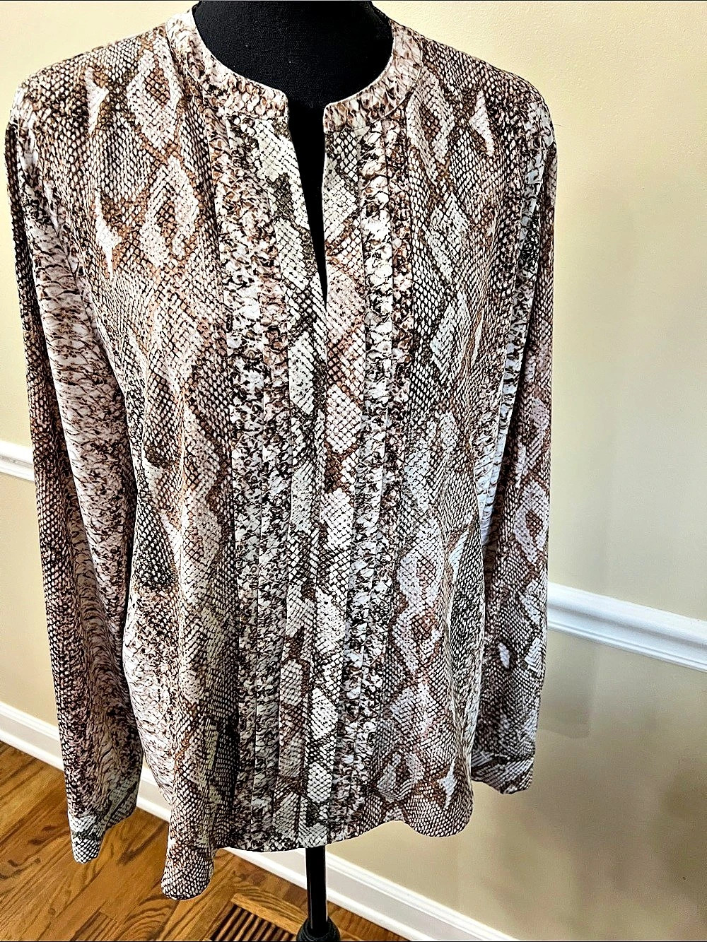 Calvin Klein Animal Print blouse in Brown & White Medium